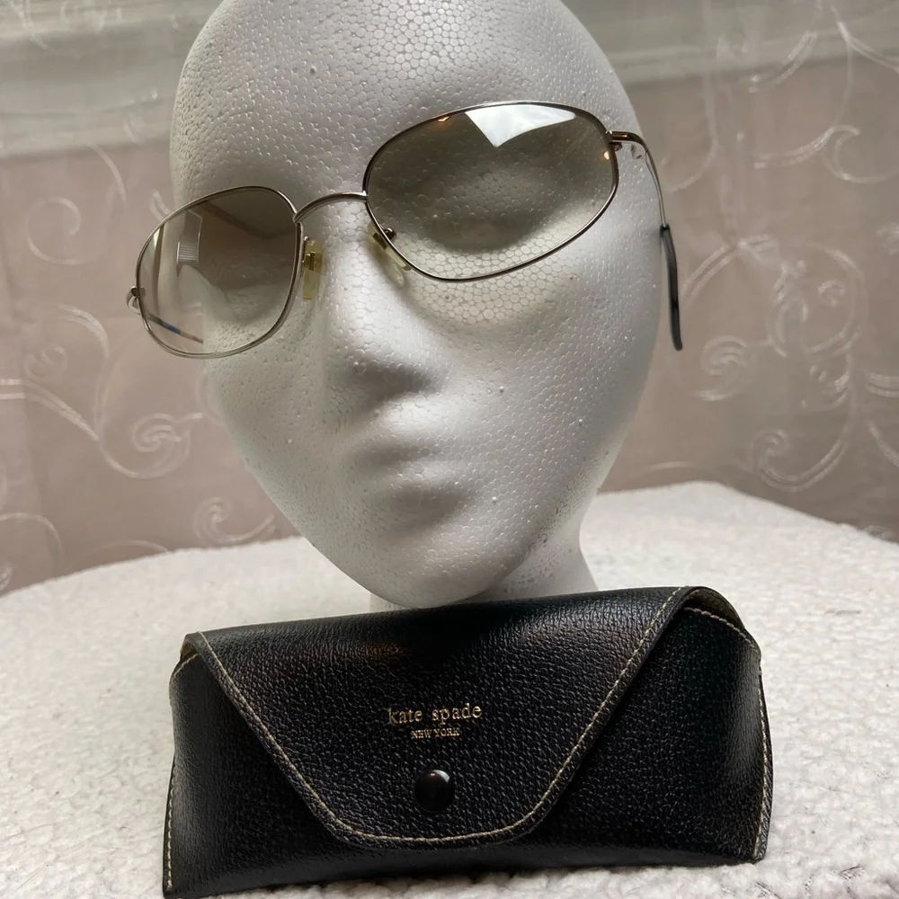 Kate Spade Mirrored  Sunglasses and Leather Case
